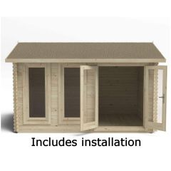 Forest Chiltern Log Cabin,4m x 3m, Single glazed, 24kg Felt, inc Installation