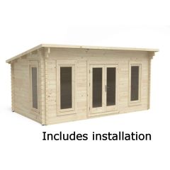 Forest Elmley Log Cabin, 5.0m x 3.0m, 24kg Felt inc. Home Delivery & Installation