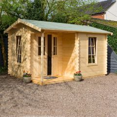 This is a versatile garden office. The Rowlinson Office Log Cabin features 28mm interlocking timber log walls. Free delivery to most of UK Mainland
