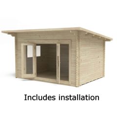 Forest Melbury Log Cabin, 4.0m x 3.0m, 24kg felt, double glazed, home delivery and Installation